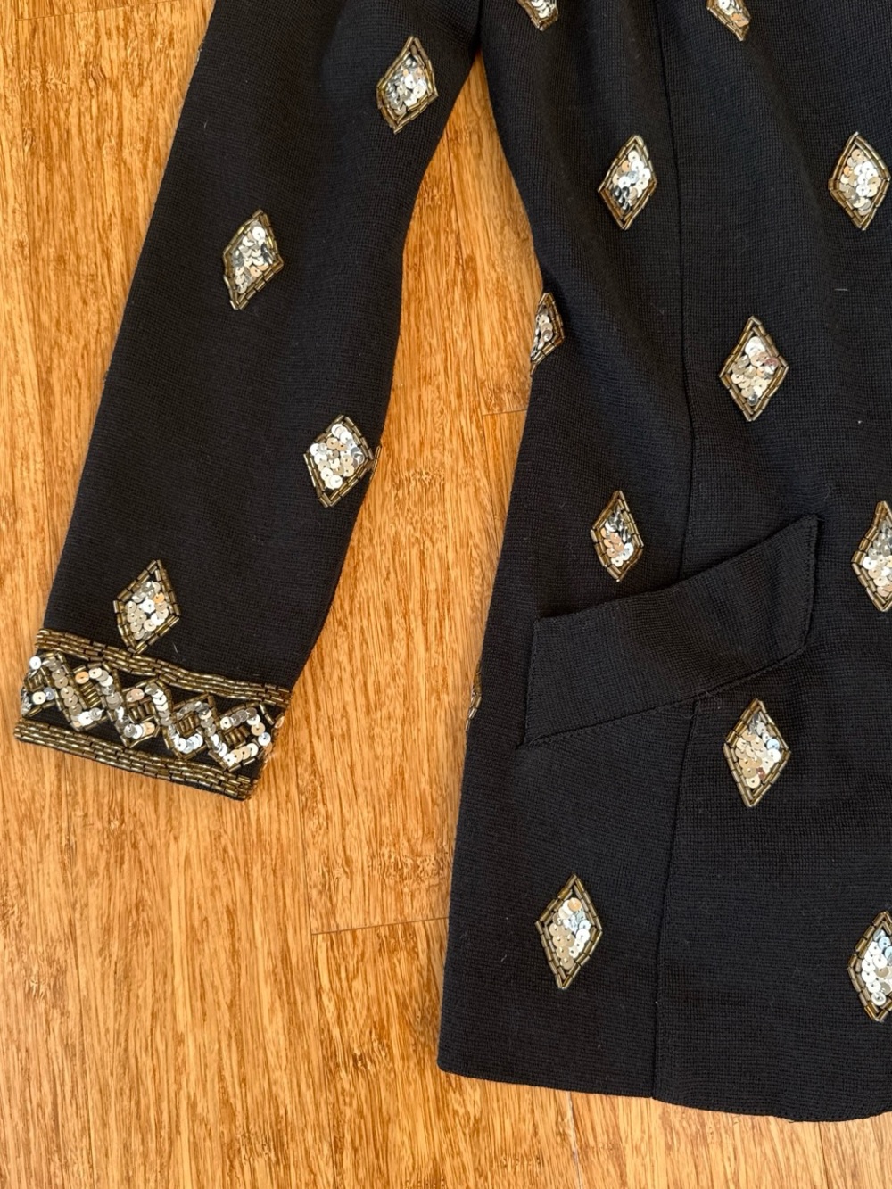 Adrienne Vittadini Black Blazer with Gold and Silver Embellishments - Picture 3 of 5